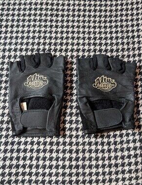 Altus vintage black genuine leather fingerless weightlifting gloves